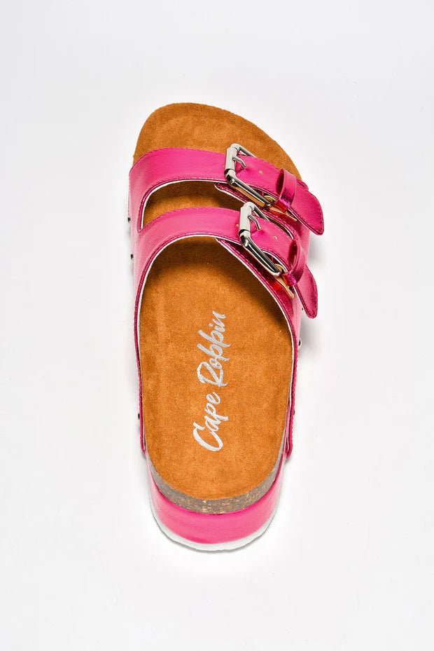 Frannie Double Buckle Upper Platform Sandals - Fuchsia - Fushia sandals for women Vacation Outfits Birthday Dresses Going Out Looks