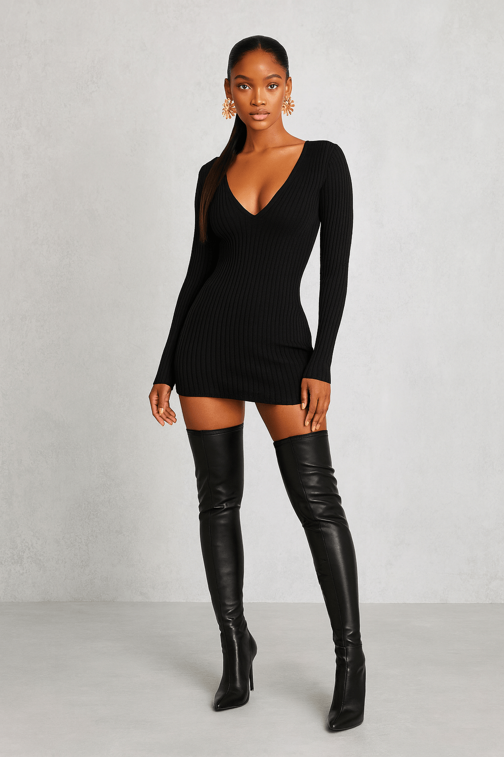 Gisele Thigh High Pointed Toe Boots - Women's Thigh High Fashion Boots with Side Zipper - Blaire Shops