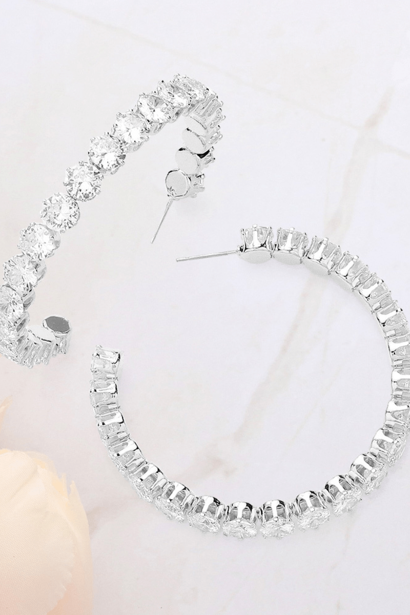 Glamorous CZ Stone Hoop Earrings - Blaire Shops