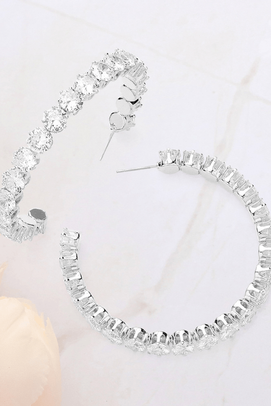 Glamorous CZ Stone Hoop Earrings - Blaire Shops