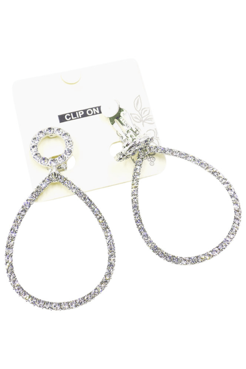 Glamorous Pave Teardrop Clip - On Earrings - Blaire Shops