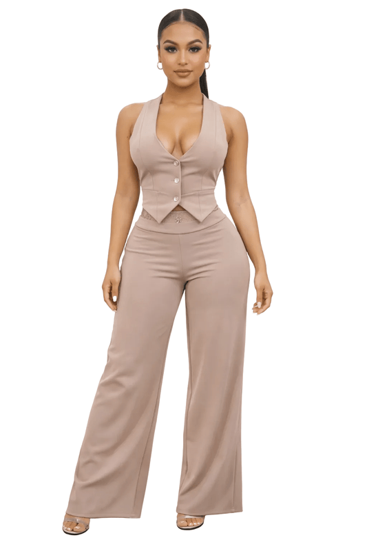 Grace in Power Lace Vest and Pant Set – Mocha Nude - Blaire Shops