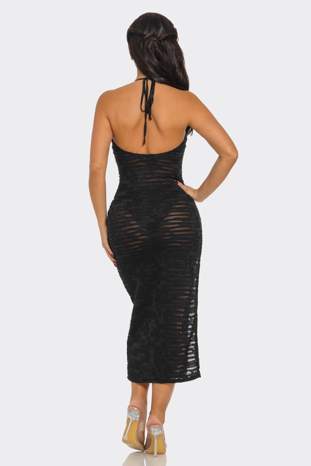 Hailee Halter Tie Beach Midi Dress - Sheer Summer Elegance - Blaire Shops