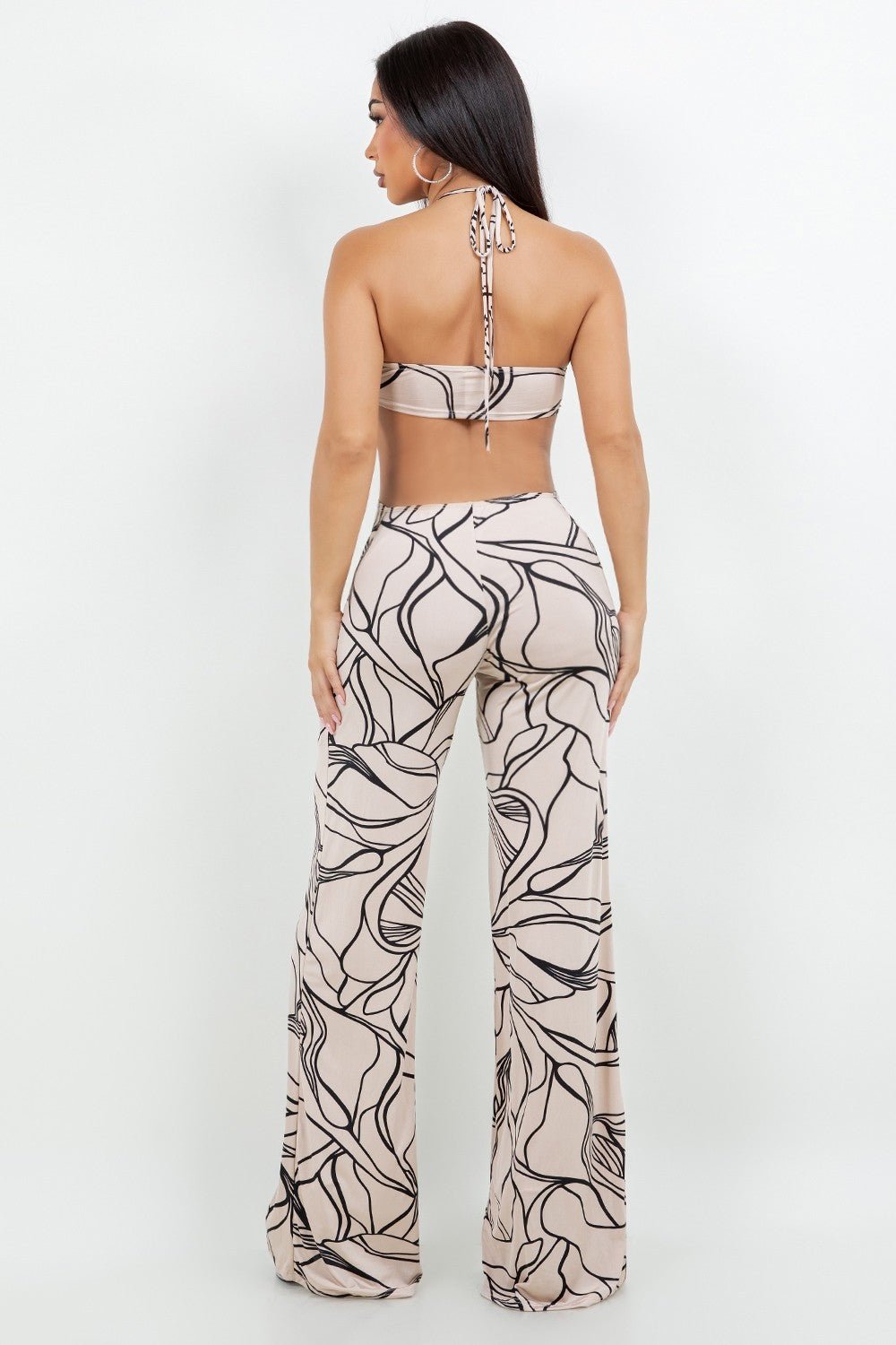 Haliee Halter Jumpsuit with Metal Trim and Side Cut - Outs - Blaire Shops