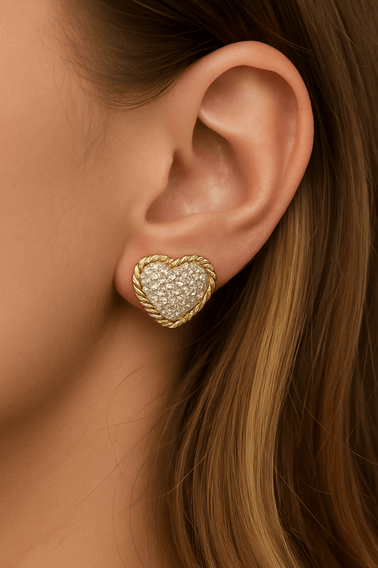 Heart Gold Plated Studs – 18K with Cubic Zirconia - Blaire Shops