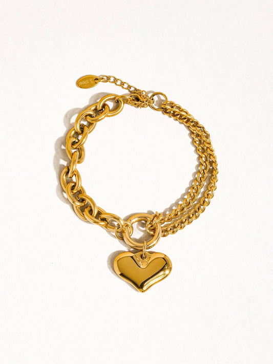 Heart Of Hearts 18K Plated Gold Non - Tarnish Heart Chain Bracelet - Blaire Shops