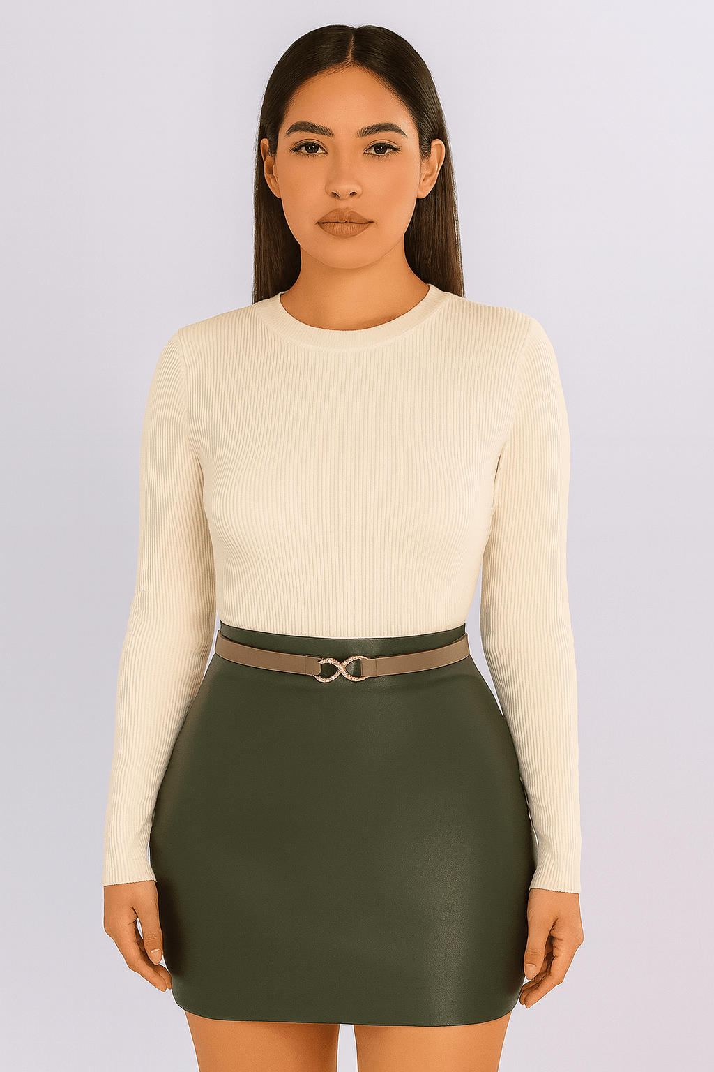 Infinite Sign Fashion Belt – Taupe Faux Leather Belt with Gold Infinity Buckle - Blaire Shops