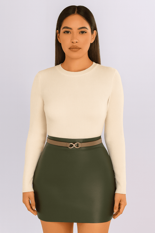 Infinite Sign Fashion Belt – Taupe Faux Leather Belt with Gold Infinity Buckle - Blaire Shops