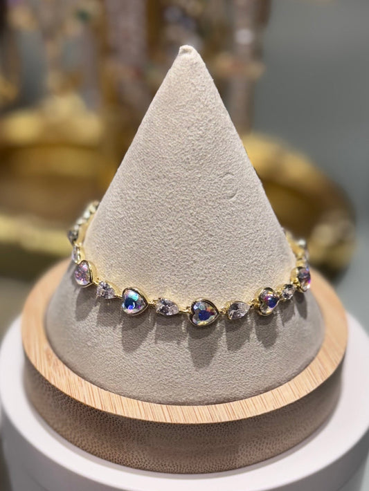 Iridescent Hearts 18K Gold Plated Bracelet - Blaire Shops