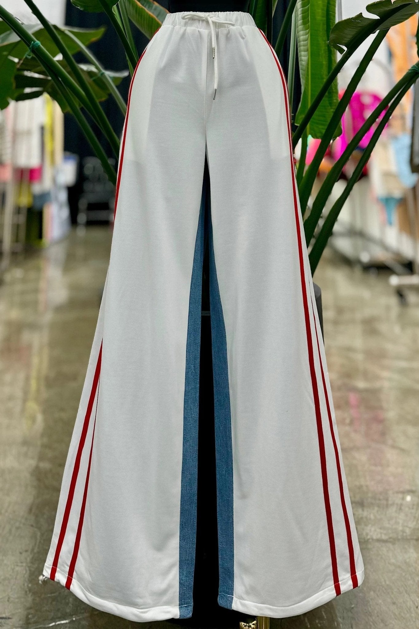 Jackie Jogger Demin Detail Pants With Adjustable Pant Drawstring - Blaire Shops