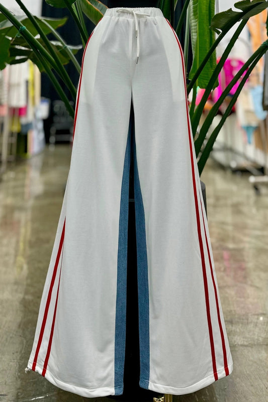 Jackie Jogger Demin Detail Pants With Adjustable Pant Drawstring - Blaire Shops