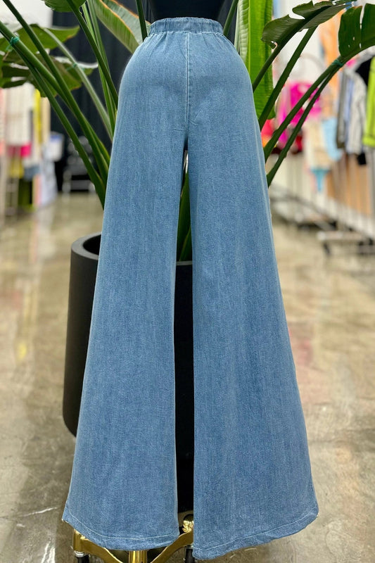 Jackie Jogger Demin Detail Pants With Adjustable Pant Drawstring - Blaire Shops