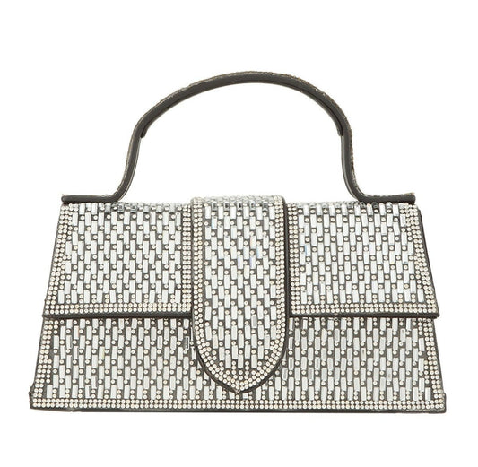 Jessie Luxe Jeweled Crossbody Bag with Detachable Handle and Spacious Interior - Black/Clear clutch bag for women Vacation Outfits Birthday Dresses Going Out Looks