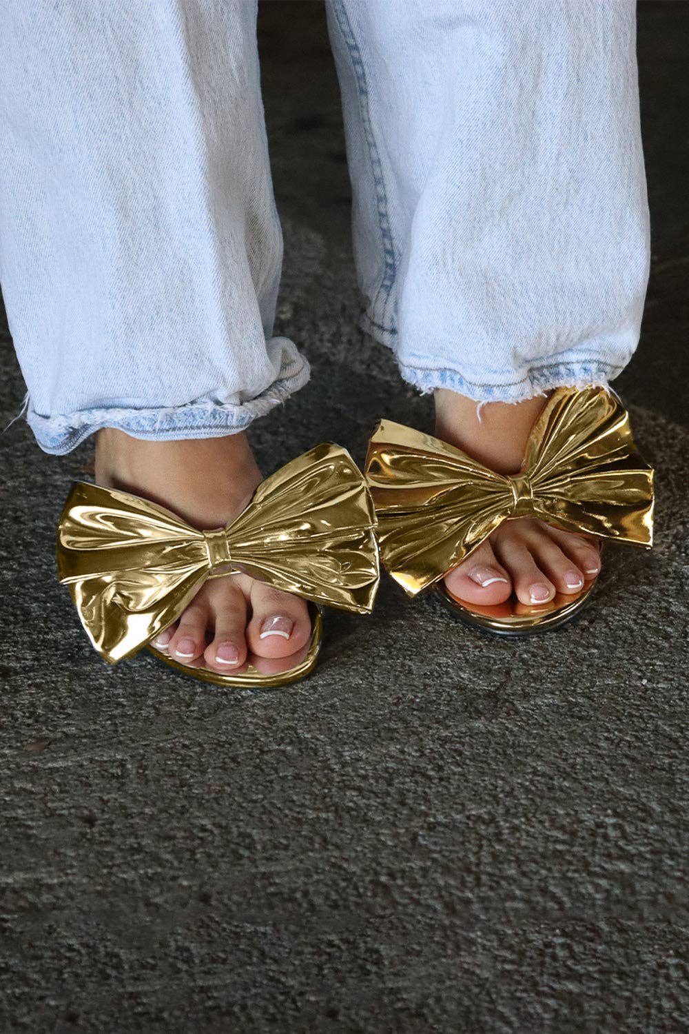 KALIA Gold Metallic Bow Mule - Elegant Stylish Comfort for Parties & Nights Out - Blaire Shops