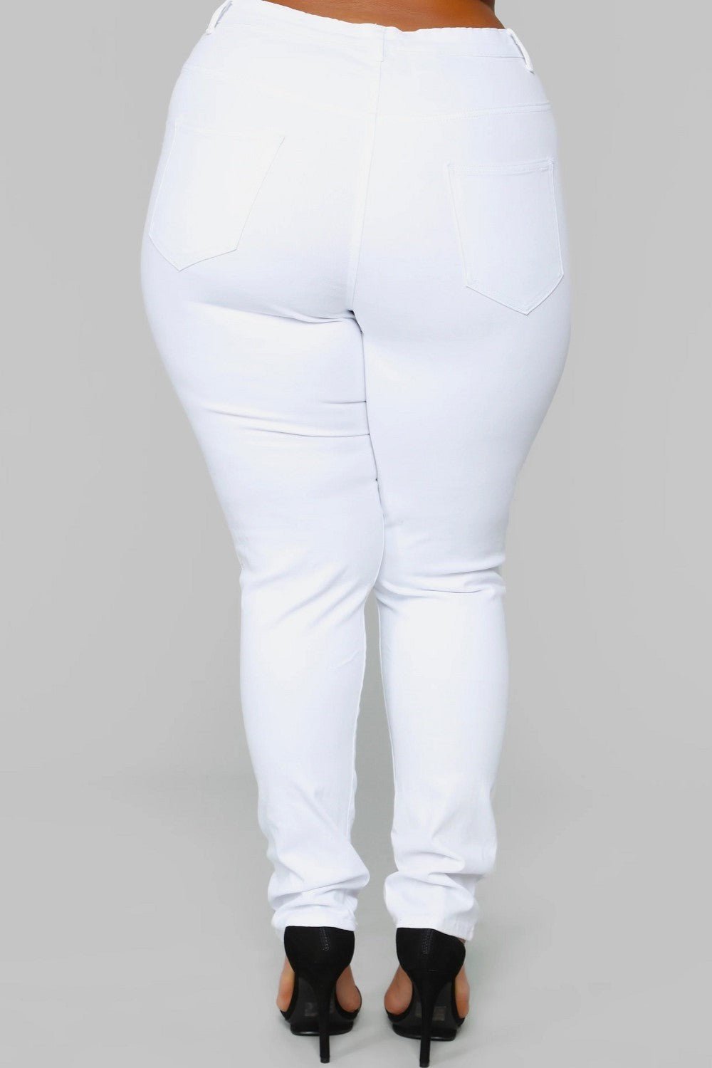 Kayla Plus Size High Rise Destroyed White Skinny Jean - Blaire Shops