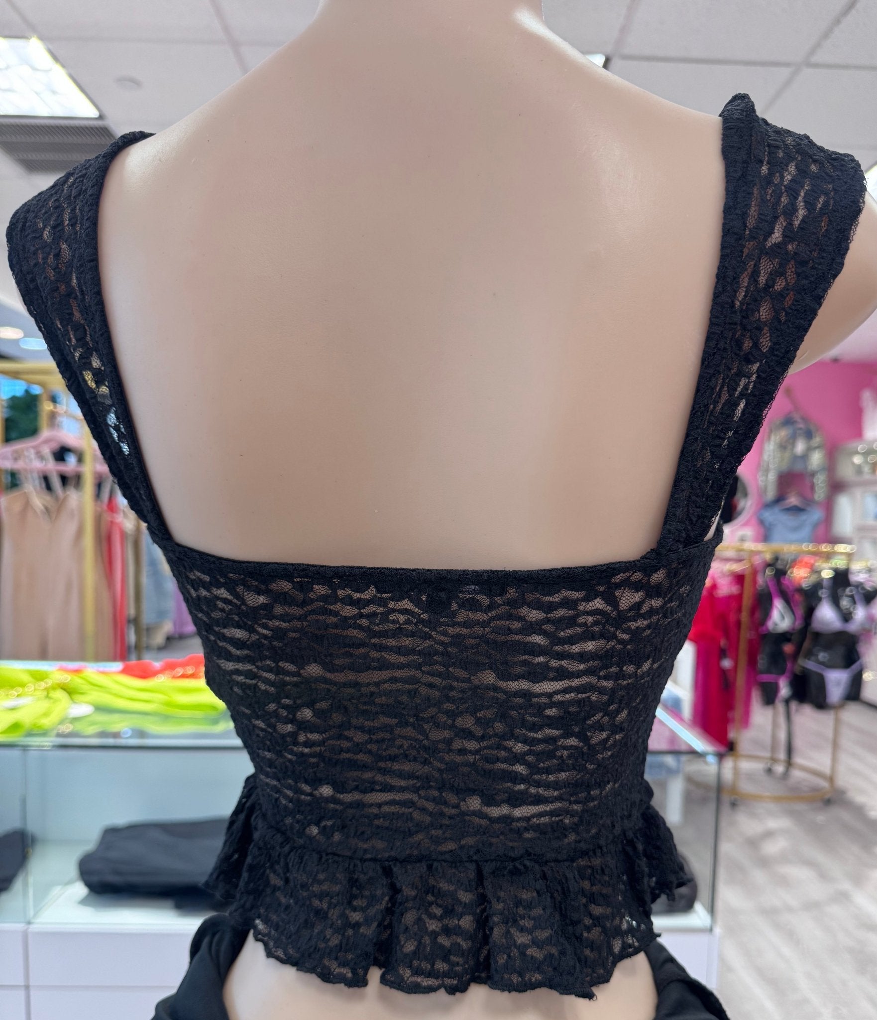 Kerrie Lace Ruffled Trim Crop Top - Blaire Shops