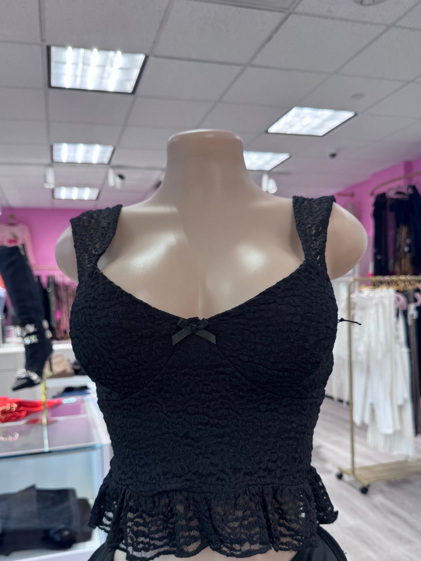 Kerrie Lace Ruffled Trim Crop Top - Blaire Shops