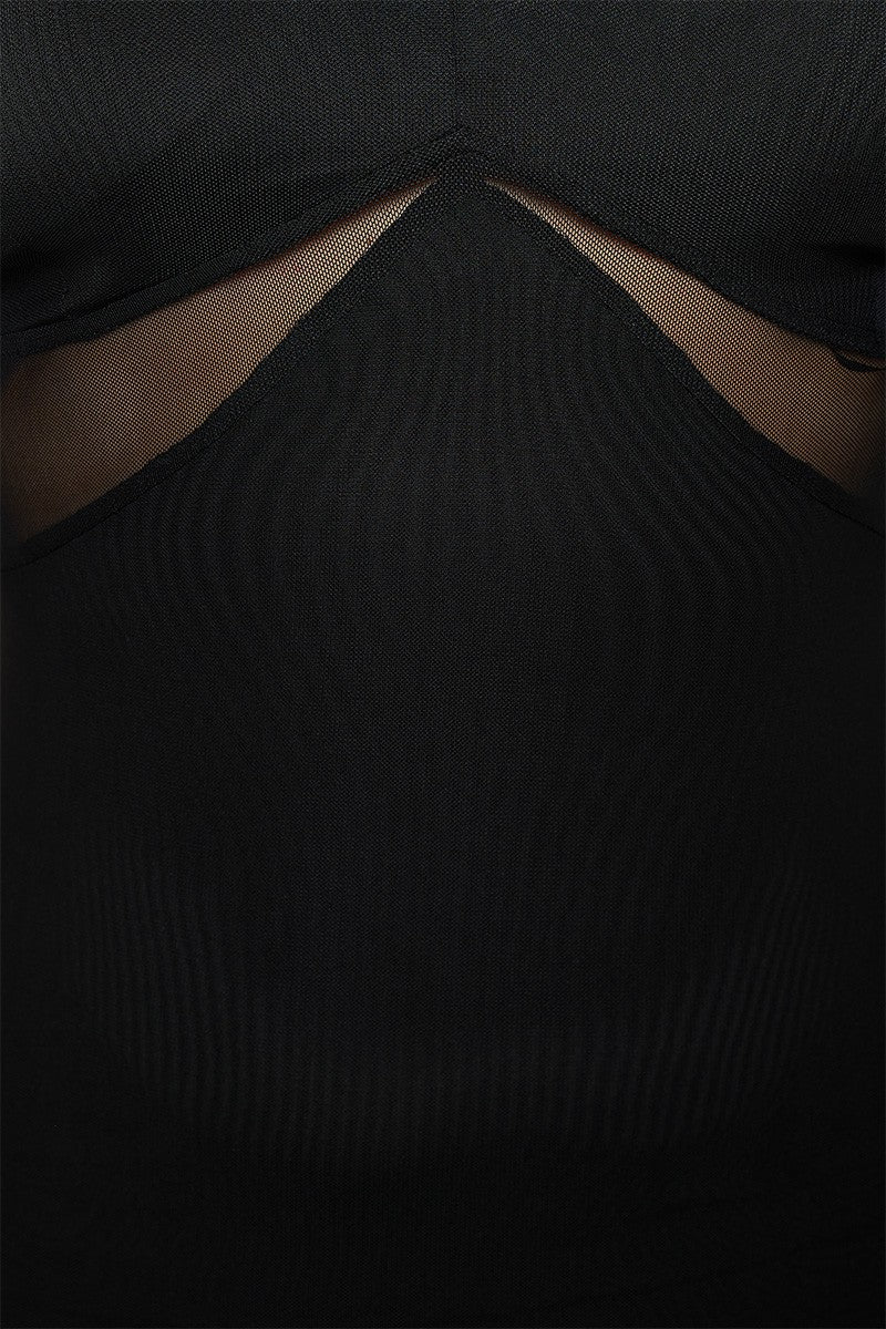 Kim Plus Size Strappy Mesh Panel Bodycon Dress – Cut Outs & Stretchy Fit - Blaire Shops