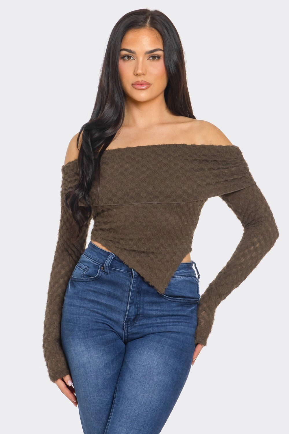 Leslie Off - Shoulder Asymmetric Long Sleeve Top – Stylish Women’s Blouse - Blaire Shops