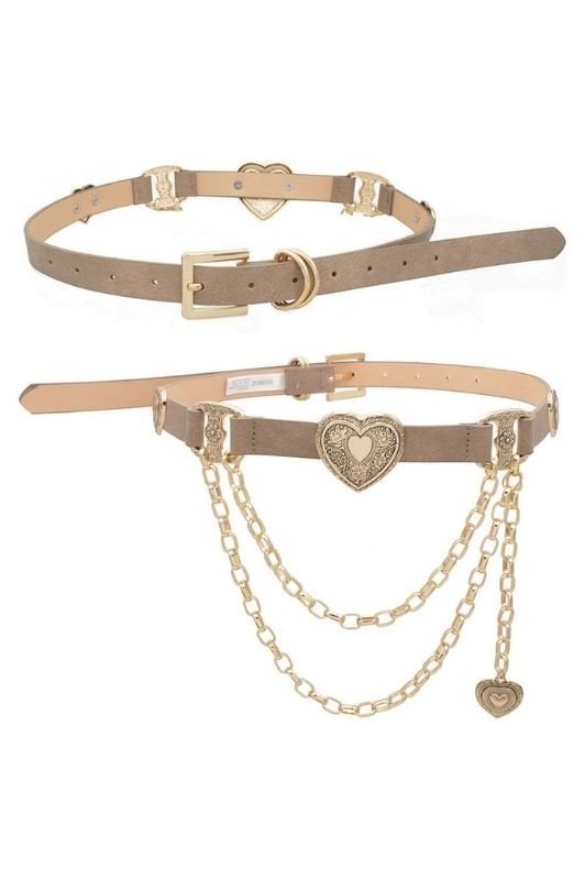 Lila Vintage Heart Concho Link Charm Belt – Statement Accessory - Blaire Shops