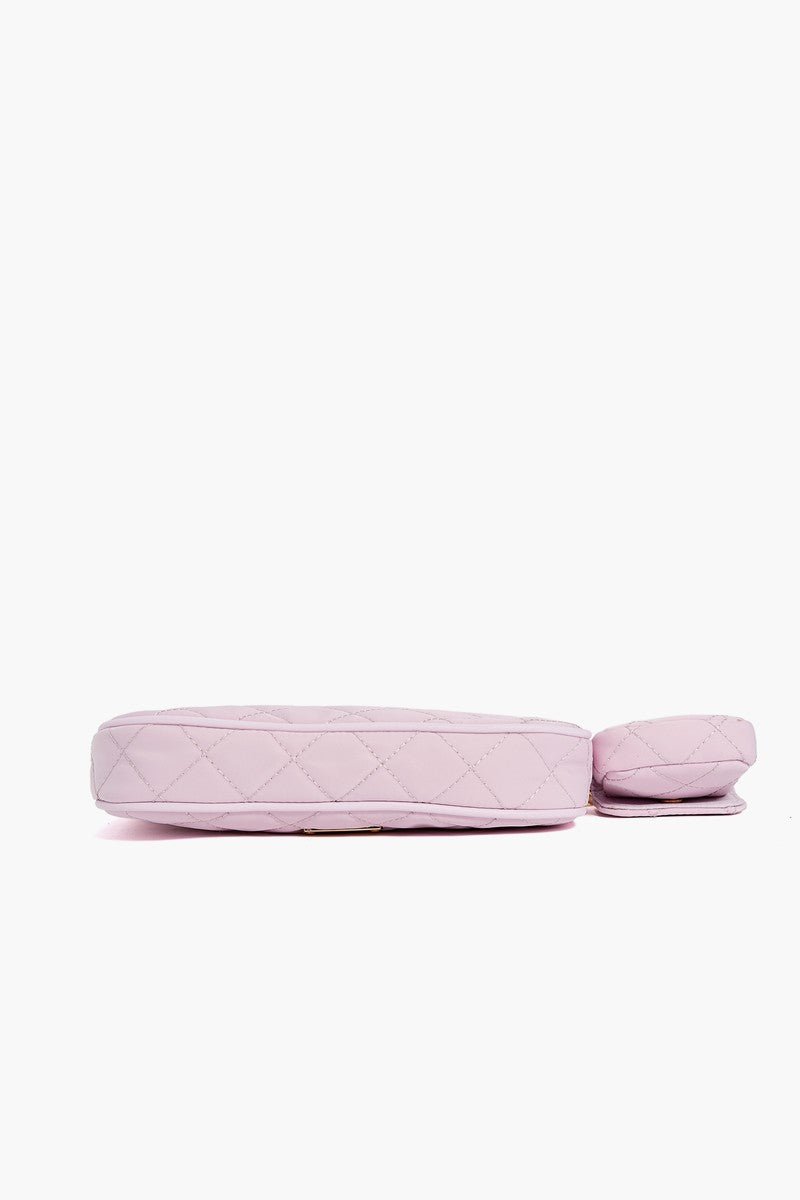 London Quilted Chain Crossbody Bag – Lilac Nylon with Gold Hardware - Blaire Shops