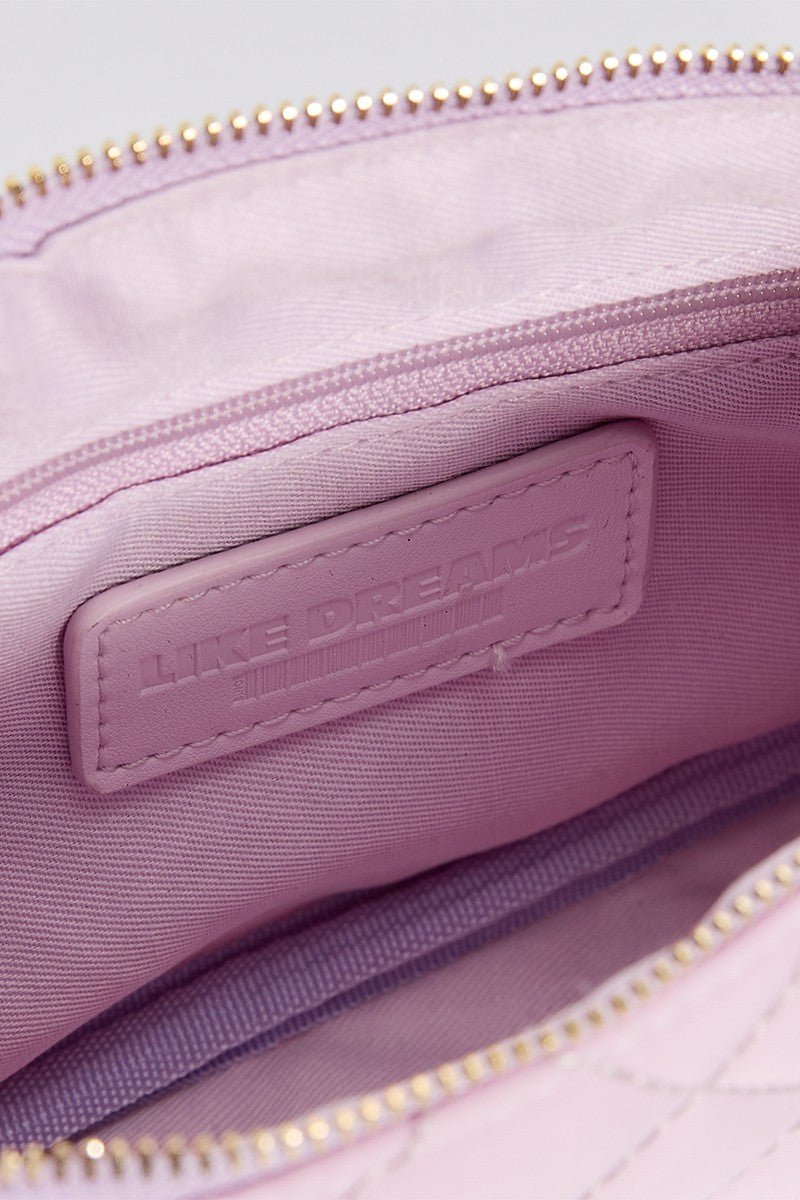 London Quilted Chain Crossbody Bag – Lilac Nylon with Gold Hardware - Blaire Shops