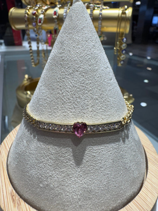 Love Pink Heart 18K Plated Linked Bracelet - Blaire Shops