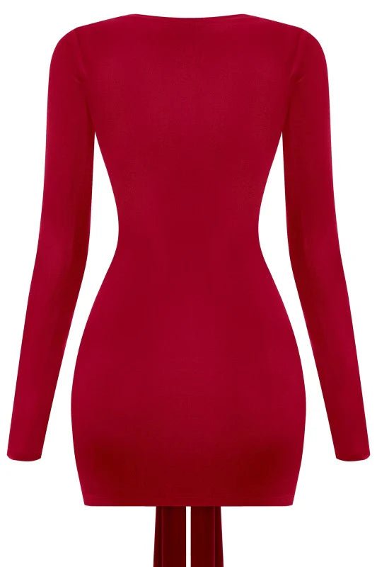 Luxe Stretch Mini Dress with Gold Detail - Red dress for women Vacation Outfits Birthday Dresses Going Out Looks