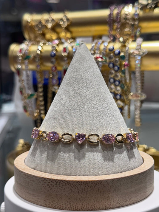 Madison Heart Gem Linked 18K Gold Plated Bracelet - Blaire Shops