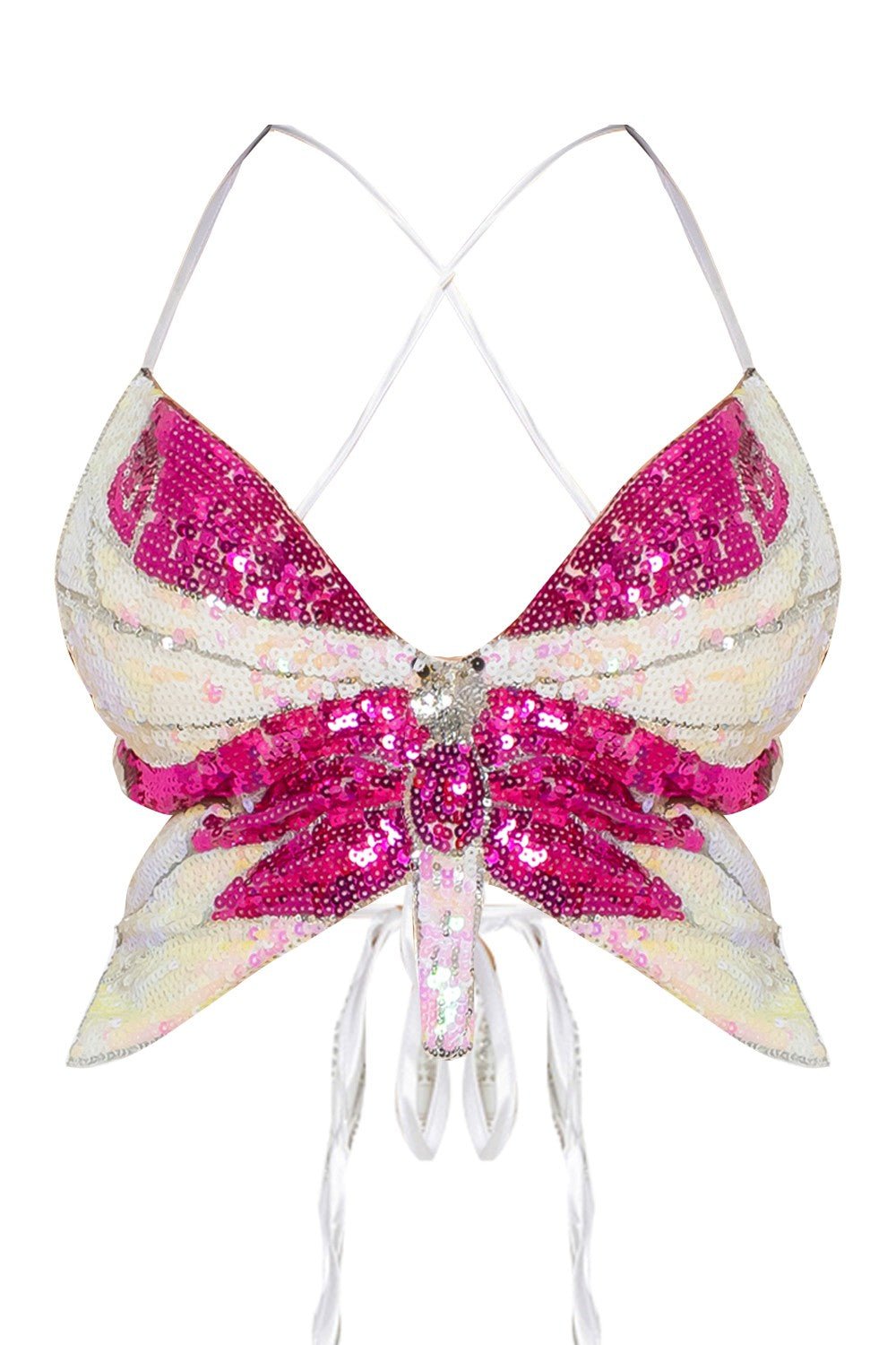 Main Character Butterfly Sequin Top – Sparkly Going Out & Festival Top for Women - Hot pink top for women Vacation Outfits Birthday Dresses Going Out Looks