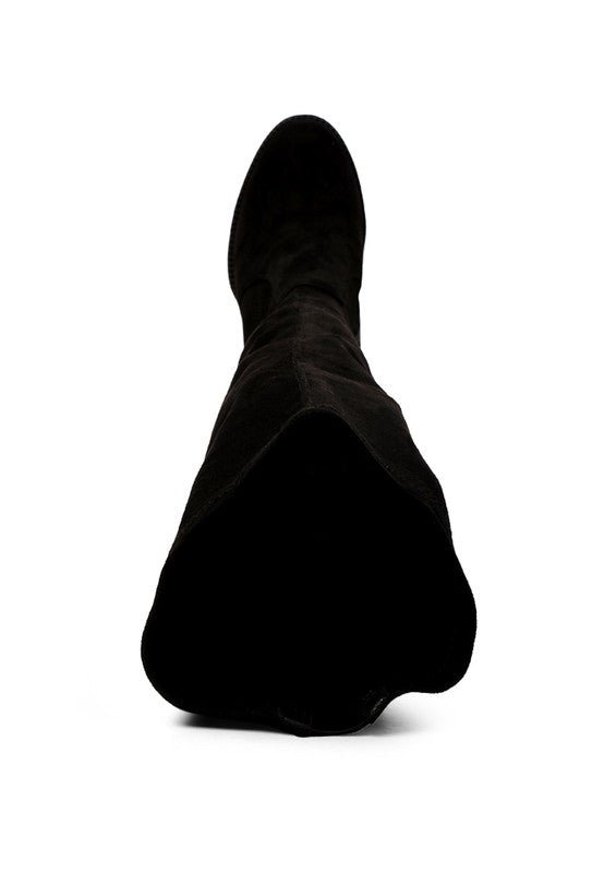 Maple High Block Heeled Faux Suede Long Boots - Blaire Shops