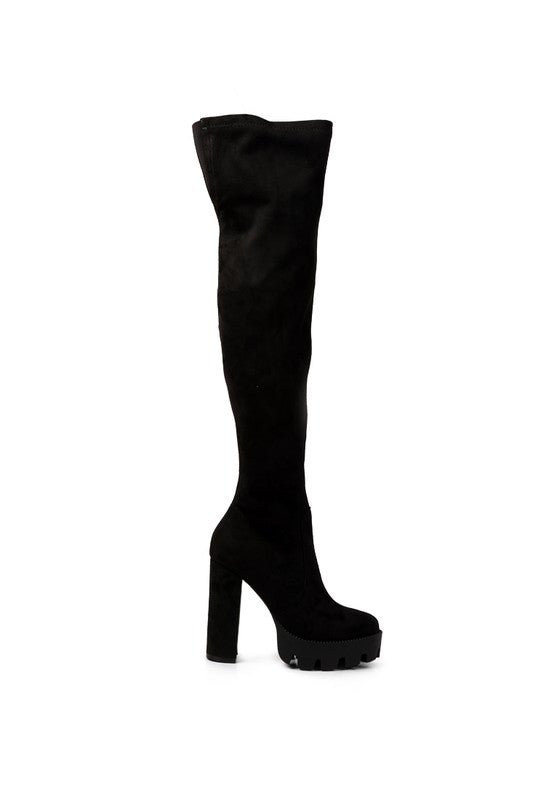 Maple High Block Heeled Faux Suede Long Boots - Blaire Shops