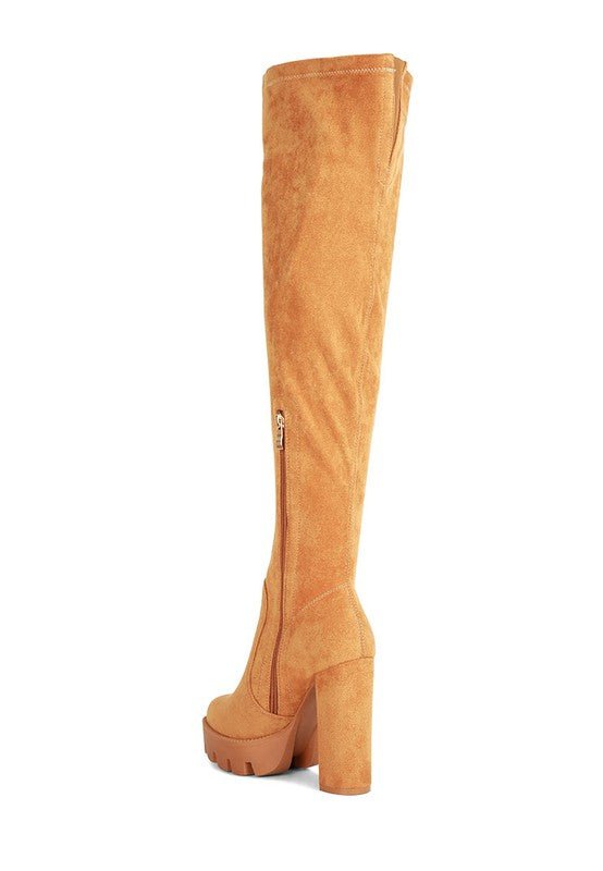 Maple High Block Heeled Faux Suede Long Boots - Blaire Shops