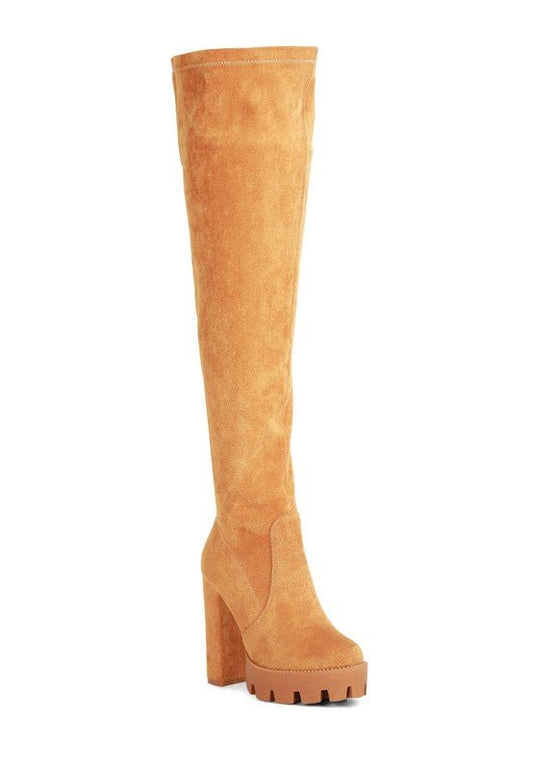 Maple High Block Heeled Faux Suede Long Boots - Blaire Shops