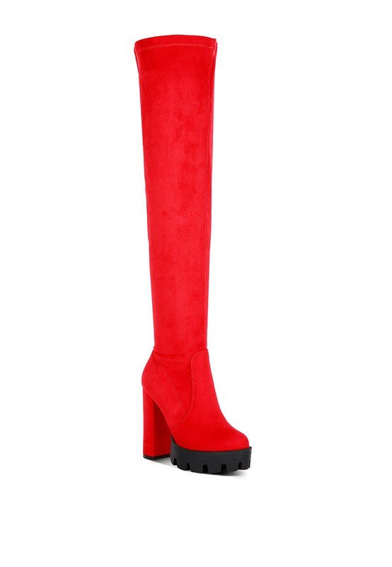Maple High Block Heeled Faux Suede Long Boots - Blaire Shops