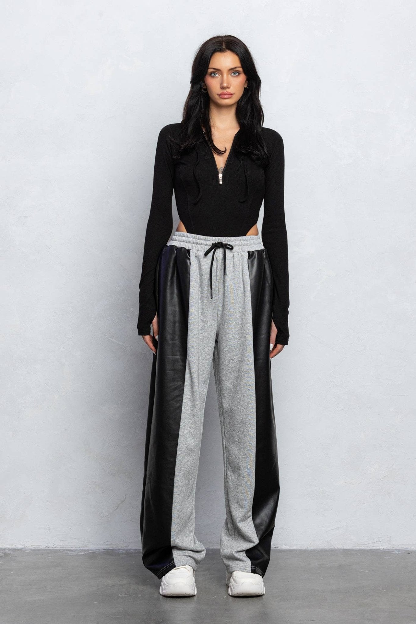 Marissa Faux Leather Detail Sweatpants Luxury Loungewear - Blaire Shops