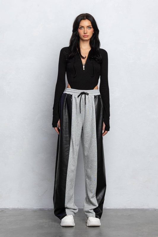 Marissa Faux Leather Detail Sweatpants Luxury Loungewear - Blaire Shops