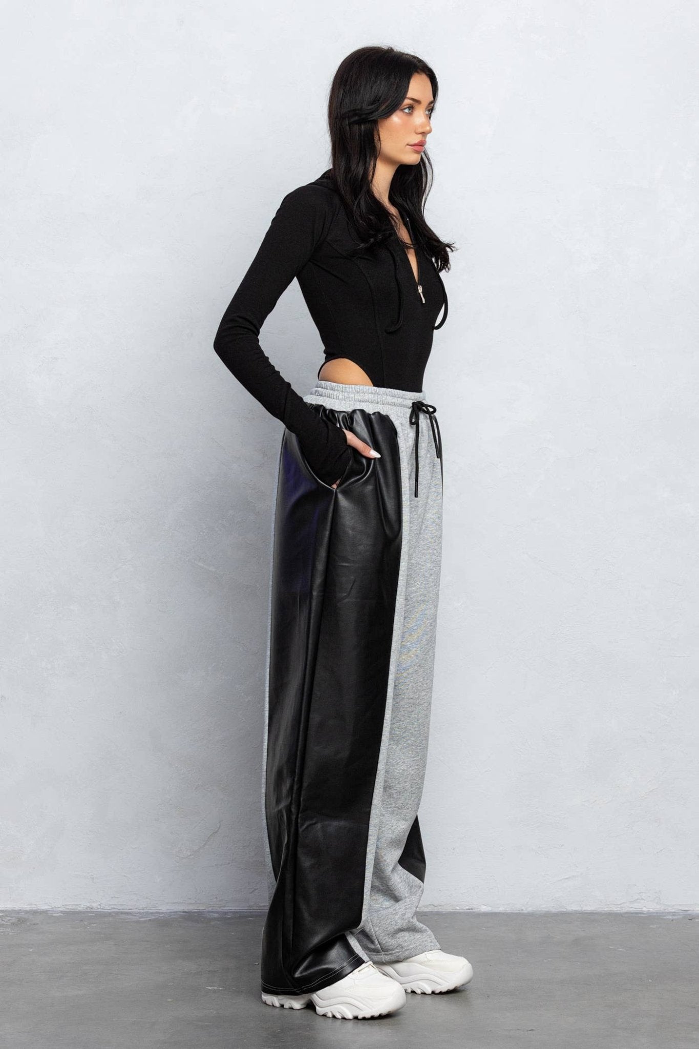 Marissa Faux Leather Detail Sweatpants Luxury Loungewear - Blaire Shops