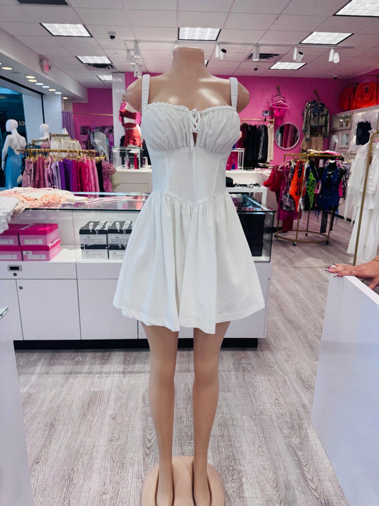 Marylin Corset White Flowy A - Line Dress - Blaire Shops