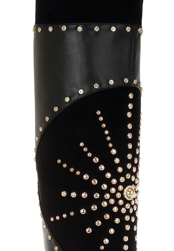 Medira Pointed Toe Embellished Stiletto Boots - Blaire Shops