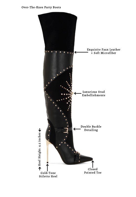 Medira Pointed Toe Embellished Stiletto Boots - Blaire Shops