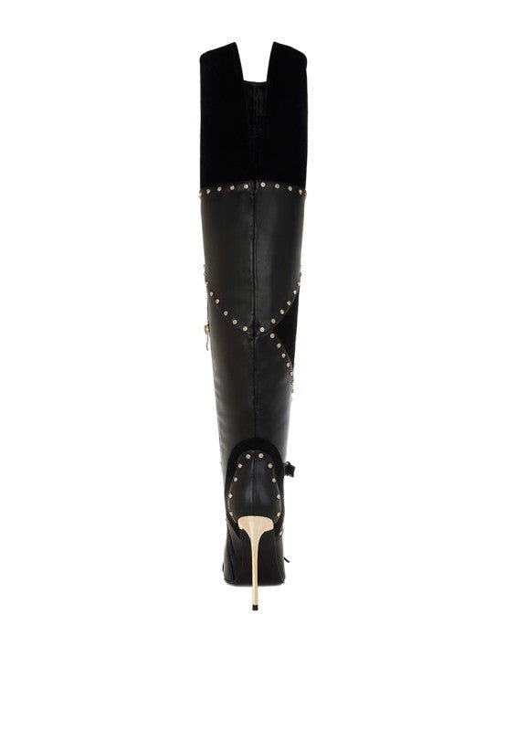 Medira Pointed Toe Embellished Stiletto Boots - Blaire Shops
