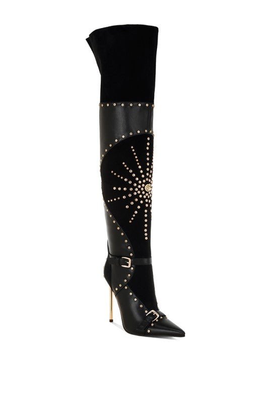 Medira Pointed Toe Embellished Stiletto Boots - Blaire Shops