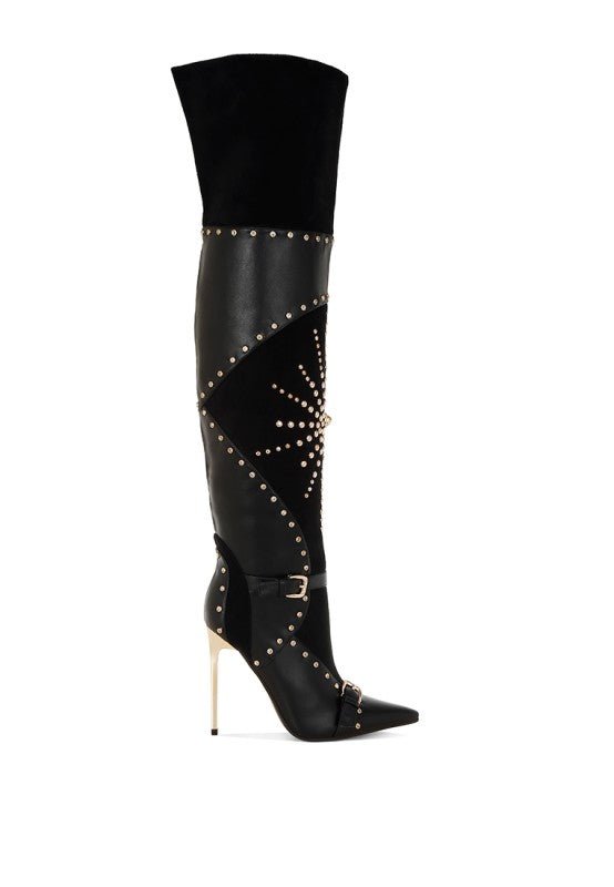 Medira Pointed Toe Embellished Stiletto Boots - Blaire Shops