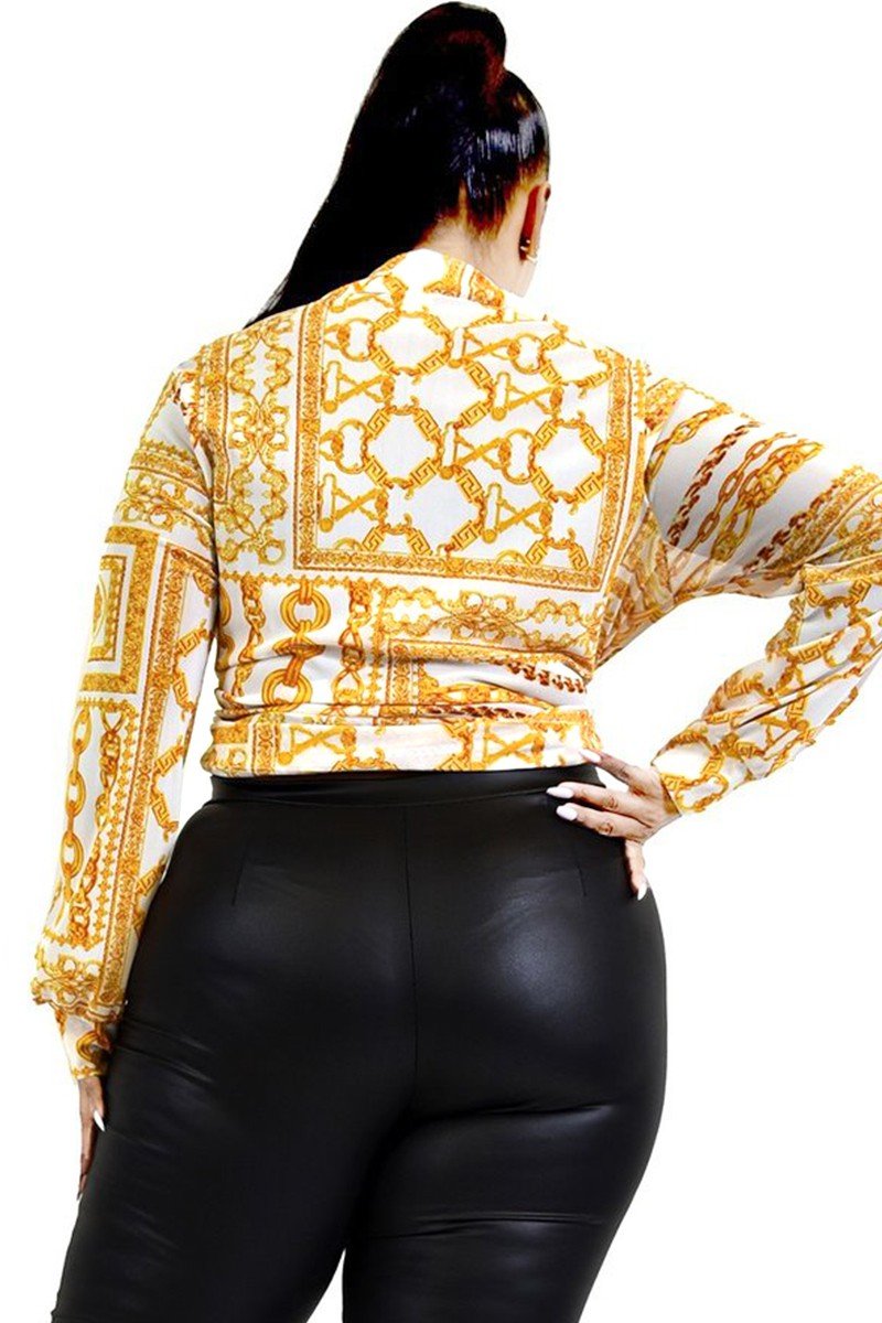 Mesh Luxe Plus Size Print Button - Down Shirt - Blaire Shops