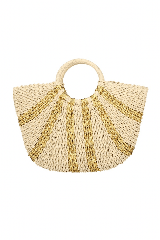 Metallic Detail Woven Raffia Tote - Blaire Shops