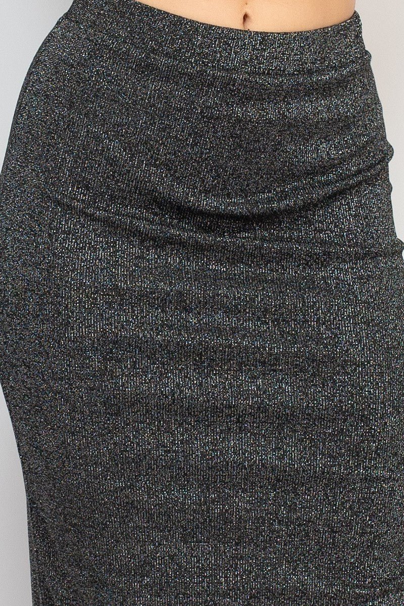 Metallic Mood High - Waist Slit Maxi Skirt - Blaire Shops
