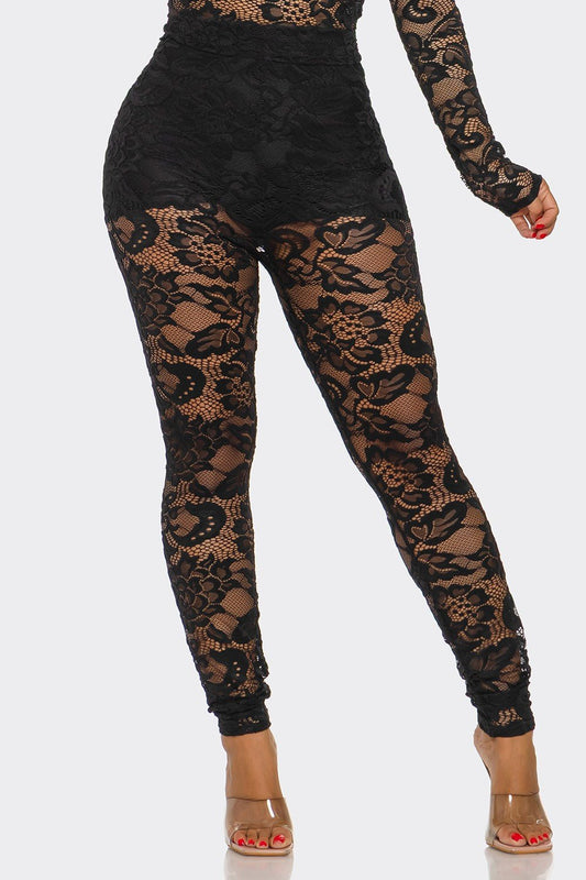 Midnight Muse Lace High - Waisted Pants - Red bottoms for women Vacation Outfits Birthday Dresses Going Out Looks
