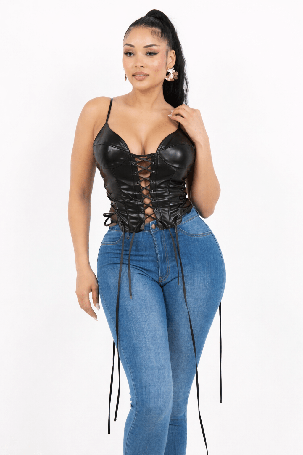 Midnight Rebel Faux Leather Corset - Blaire Shops