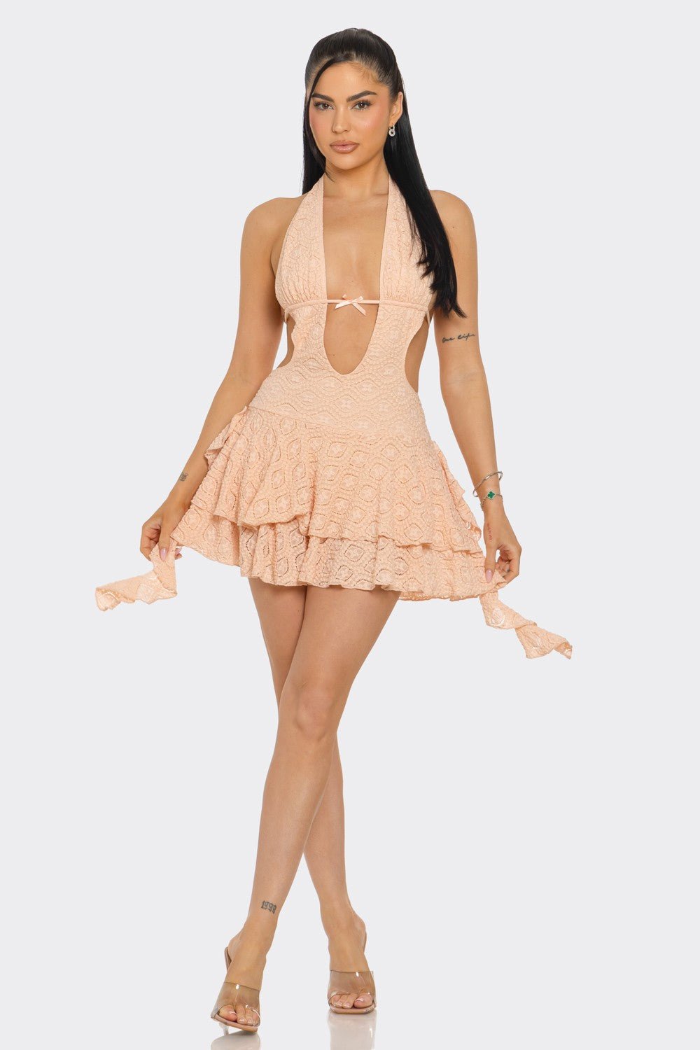 Morgan Lace Ruffle Mini Dress - Blaire Shops